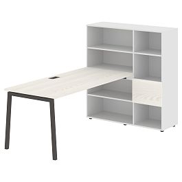 Стол-стеллаж ELRST 1217 Ясень Траун/Мокко/Белый 2190х1250х1355 EDIS - Фото предпросмотра