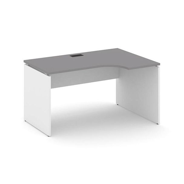 Стайл Проджект Стол рабочий эргономичный SN-D.SPA-001(R) Серый Пепел/Белый/Черный Заглушка 1380*600/ - Вид 1