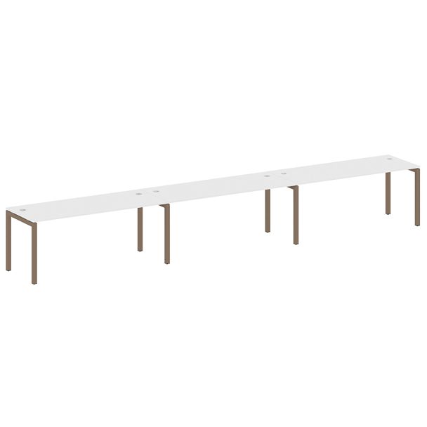 Metal System Quattro Р. ст. на 3 раб. места на П-образном м/к 50БП.СМ-3.5 Белый/Мокко металл 5400*720*750 - Вид 1