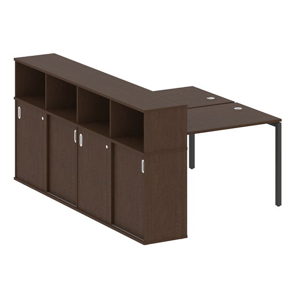 Metal System Quattro Р. ст. с шкафом-купе на П-образном м/к 40БП.РС-СШК-4.2 Т Венге/Антрацит металл 1610*2332*1098 - Вид 1