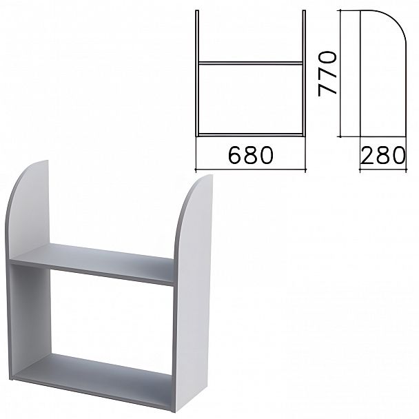 Полка навесная настенная "Монолит", 680х280х770 мм, цвет серый, ПМ40.11 - Вид 2