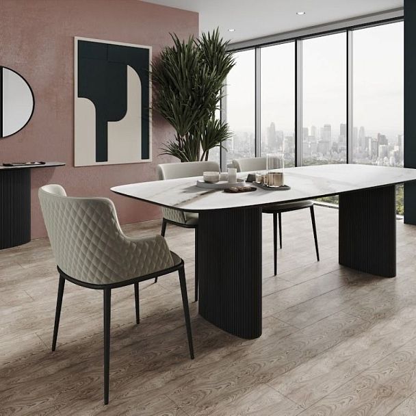 Стол обеденный Nolan 200, керамика матовая / две опоры овал - Вид 1