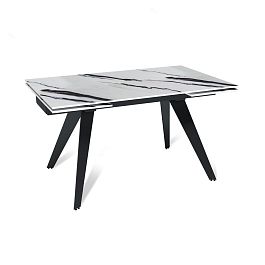 Стол раскладной Rhein (140+40+40), керамика глянцевая Panda White - Фото предпросмотра