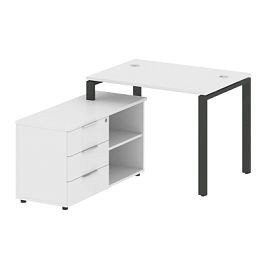 Metal System Р. ст. с тумбой на П-образном м/к БП.РС-СТС-2.1 (L) Белый/Антрацит металл 1100*1520*750 - Фото предпросмотра