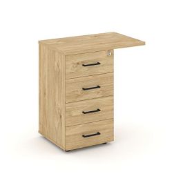 Стайл Проджект Тумба приставная SN.TPP-002 Тиквуд Светлый/Черный Ручки 416/700*460*750 - Фото предпросмотра