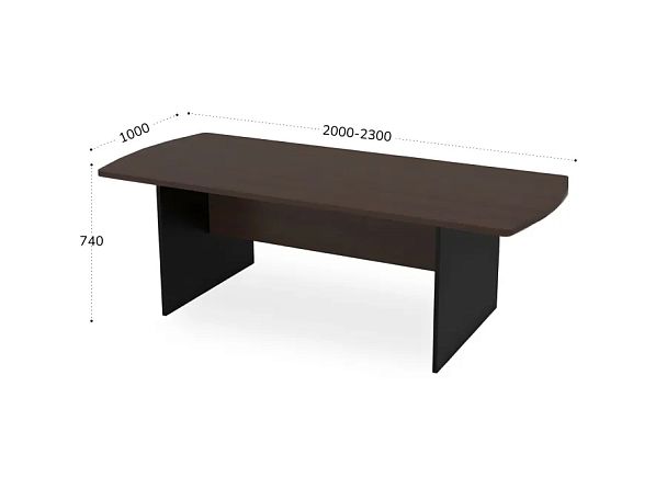 БЕРЛИН / BERLIN Конференц-стол симметричный 2000х1000х740 Венге/Черный - Вид 2