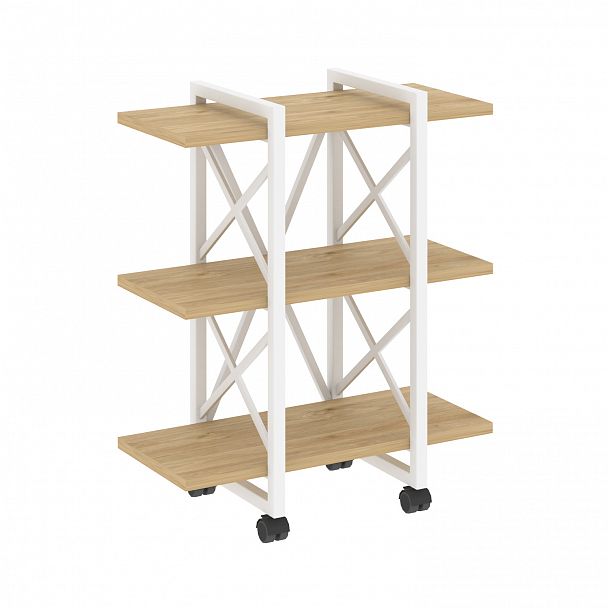 Стеллаж на колесах "Loft" VR.L-MST.K-3.4V тиквуд светлый/белый - Вид 1