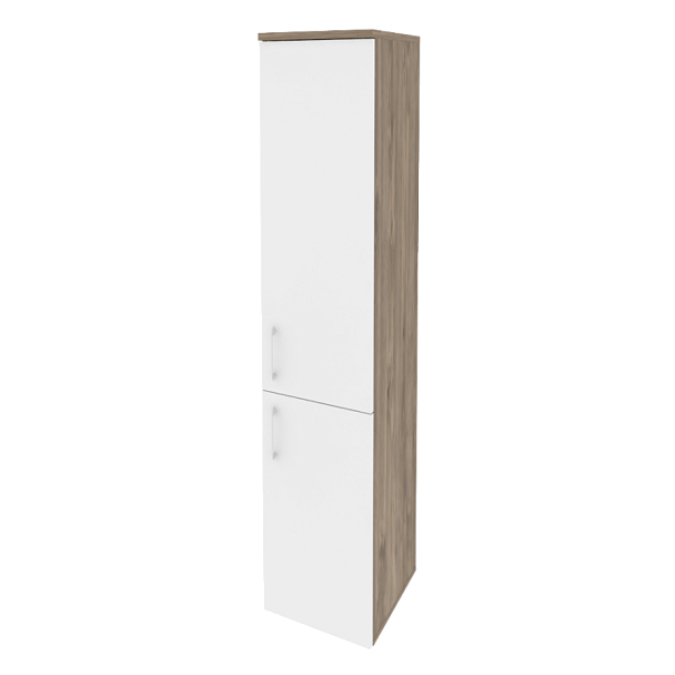 Onix Шкаф высокий узкий правый O.SU-1.3 (R) Тиквуд темный/Белый бриллиант 400*420*1977 - Вид 1