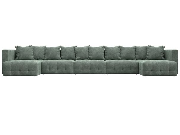 Диван П-образный Лига-052 НПБ МегаЛонг Велюр зеленый - Вид 2