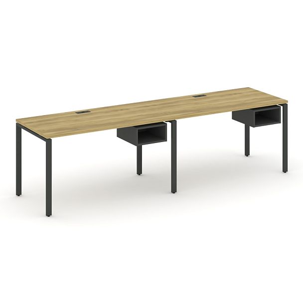 Concept Рабочая станция односторонняя с подвес. тумбами 2 места CN.ORS-101 Дуб Винченцо/Антрацит/Металл Антрацит 1960*720*750 - Вид 1