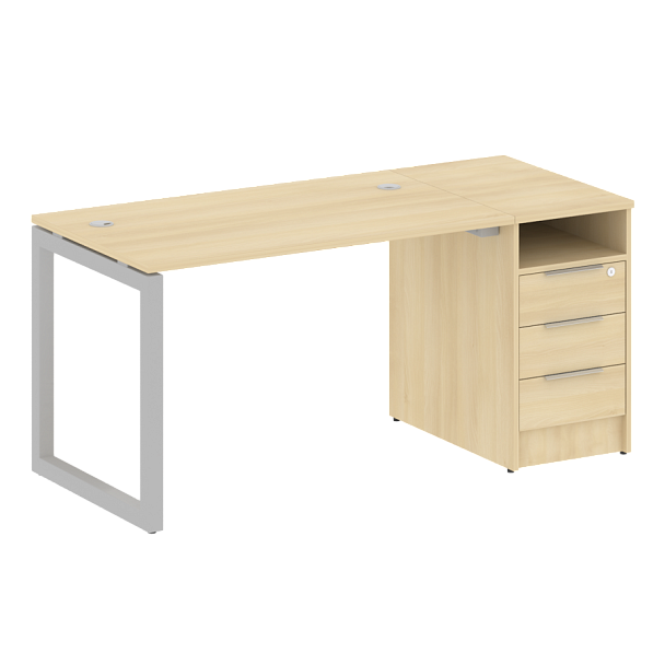 Metal System Quattro Р. ст. с тумбой на О-образном м/к 50БО.РС-СТП-1.2 Акация/Серый металл 1612*720*750 - Вид 1