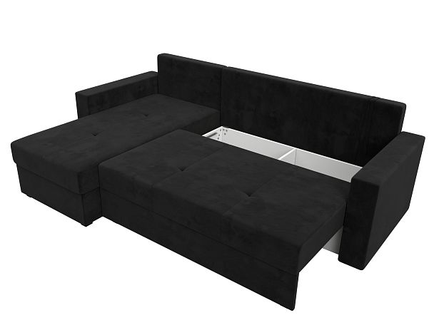 Диван угловой Верона Лайт угол левый (полностью велюр черный) - Вид 7