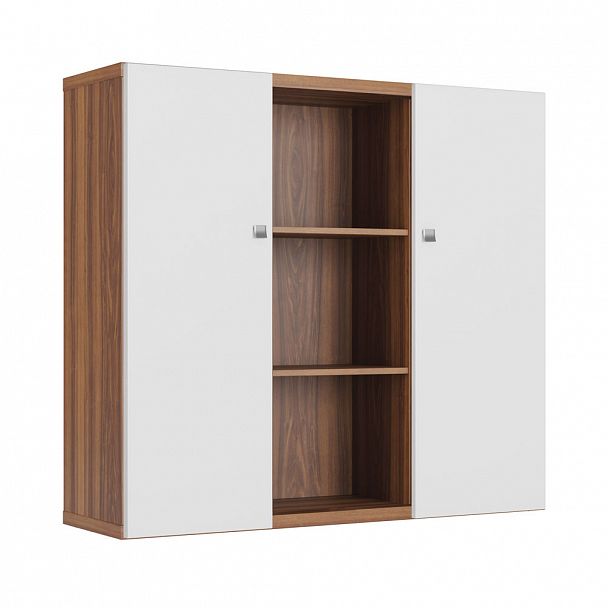 Шкаф средний с распашными дверьми Zion 140x42x128 орех - Вид 1