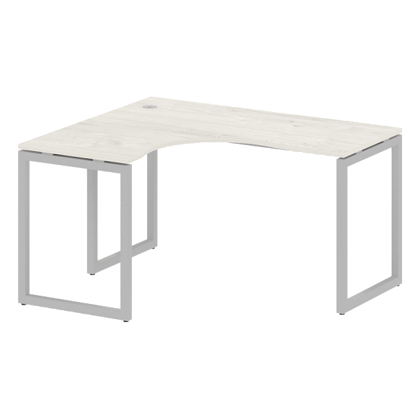 Metal System Quattro Стол криволинейный левый на О-образном м/к 40БО.СА-3 (L) Дуб наварра/Серый металл 1400*1200*750 - Вид 1