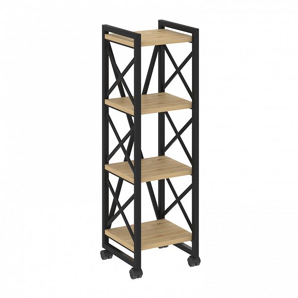 Стеллаж на колесах "Loft" VR.L-MST.K-4.4 тиквуд светлый/черный - Вид 1
