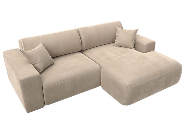 Диван угловой Лига-036 Классик правый угол Велюр бежевый - Вид 5