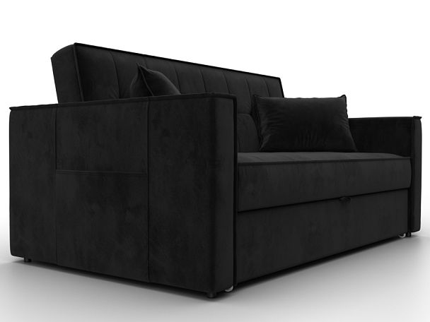 Диван прямой Лига-104 (140) Велюр черный - Вид 3