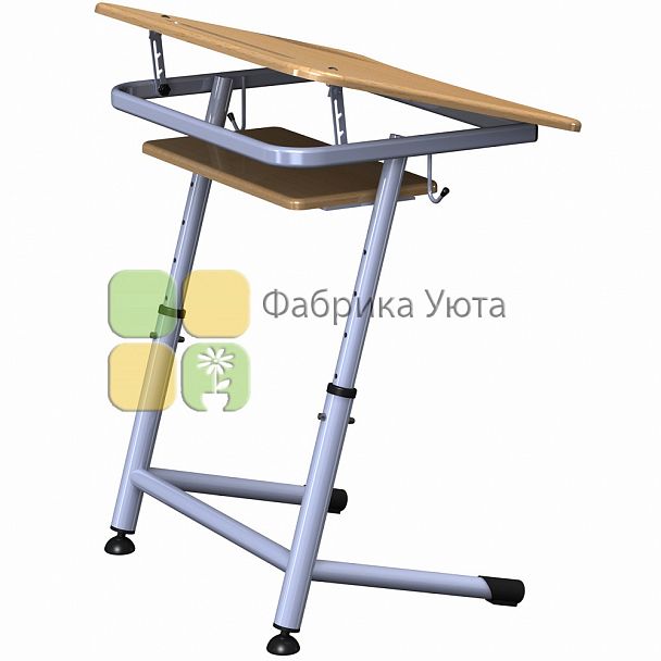 Парта "Премьера 1Р" с полочкой и углом наклона столешницы, рег. (2-6 гр) - Вид 1