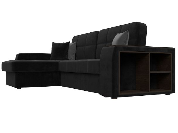 Угловой диван Брюссель левый (полностью велюр черный) - Вид 3