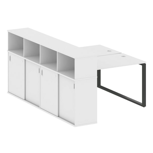 Metal System Р. ст. с шкафом-купе на О-образном м/к БО.РС-СШК-4.2 Т Белый/Антрацит металл 1610*2332*1098 - Вид 1