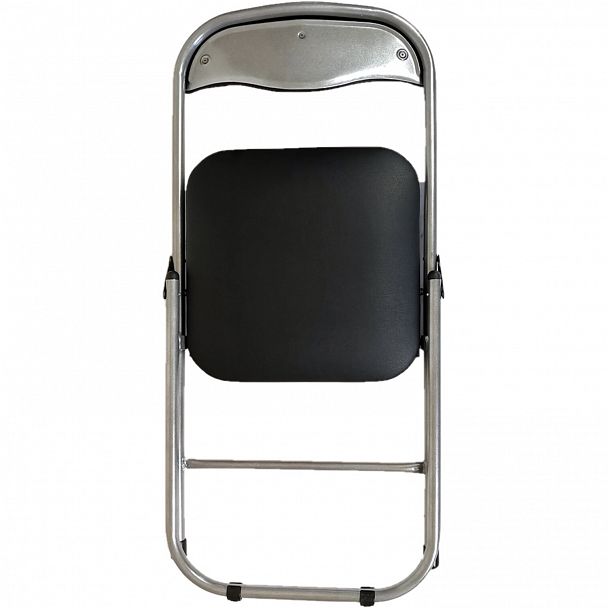 Стул складной для дома и офиса РС04, серебристый каркас, кожзам черный - Вид 4