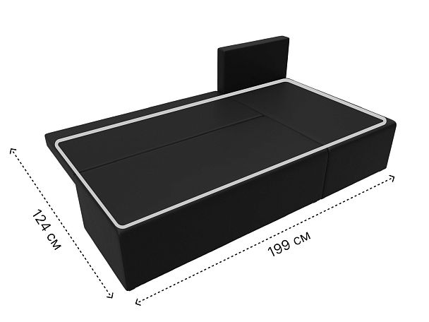 Угловой диван Поло правый (полностью экокожа черная) - Вид 10