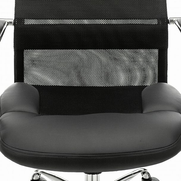 Кресло офисное BRABIX PREMIUM "Stalker EX-608 CH", хром, ткань-сетка/кожзам, черное, 532091 - Вид 8