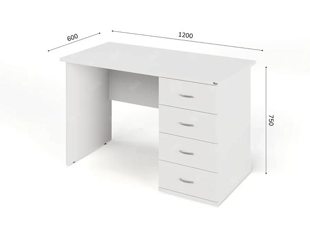 ЛАЙТ / LIGHT RRG007-12x6R Однотумбовый стол 120x60x75 Белый - Вид 2