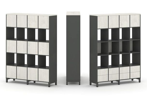 Стайл Проджект Набор стеллажа 1 сторон., 5 яр. SN.NS-541 Антрацит/Дуб Наварра/Металл Антрацит 1488*4 - Вид 1