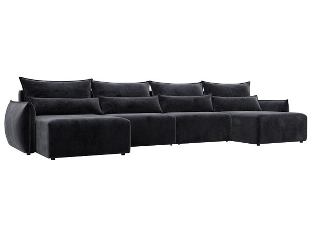 Диван П-образный Лига-051 НПБ Лонг Велюр серый - Вид 1