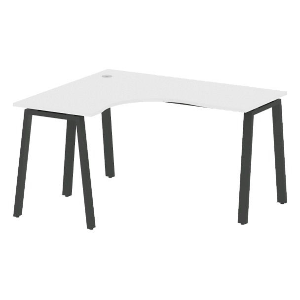 Metal System Стол криволинейный левый на А-образном м/к БА.СА-3 (L) Белый/Антрацит металл 1400*1200*750 - Вид 1