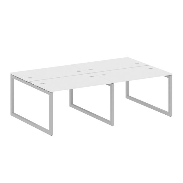 Metal System Quattro Р. ст. на 4 раб. места на О-образном м/к 50БО.СМ-4.2 Белый/Серый металл 2400*1475*750 - Вид 1