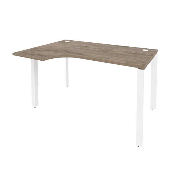 Onix Стол эргономичный левый на П-образном м/к O.MP-SA-2 (L) Тиквуд темный/Белый металл 1380*980*750 (720/460) - Вид 1