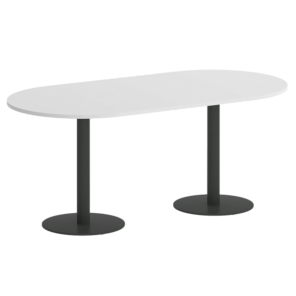 Home Office Стол овальный VR.SP-5-180.1 Белый бриллиант/Антрацит металл 1800*900*753 - Вид 1