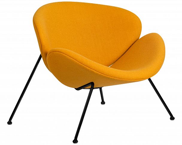 Кресло дизайнерское DOBRIN EMILY (желтая ткань AF13, черное основание) - Вид 2