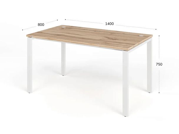 TANDEM RTD065-MK-140-V Стол прямой на металлокаркасе ун-й 1400х800х750 Вотан/Белый - Вид 2