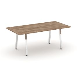 Style Project Direct Lux Стол переговорный M-SN-6A.SPRG-198.3 Дуб Табак/Нержавеющая Сталь/Хром 1980*980*25 - Фото предпросмотра