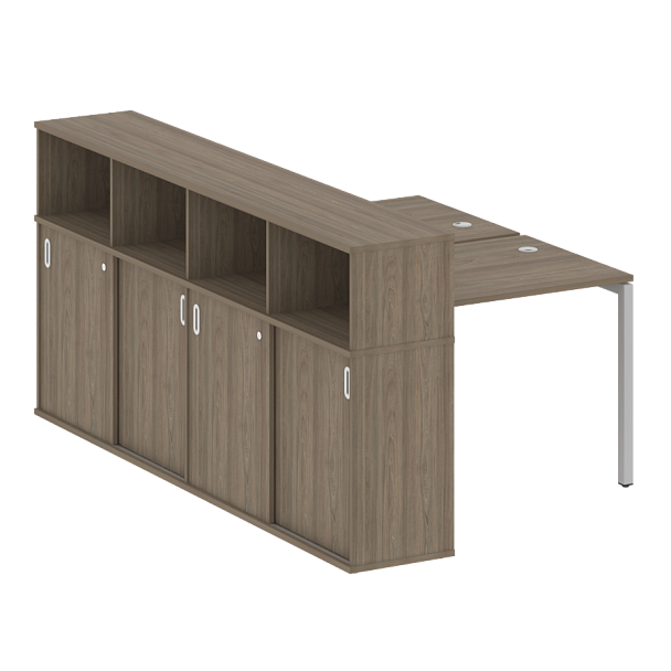 Metal System Quattro Р. ст. с шкафом-купе на П-образном м/к 40БП.РС-СШК-4.1 Т Вяз/Серый металл 1410*2332*1098 - Вид 1