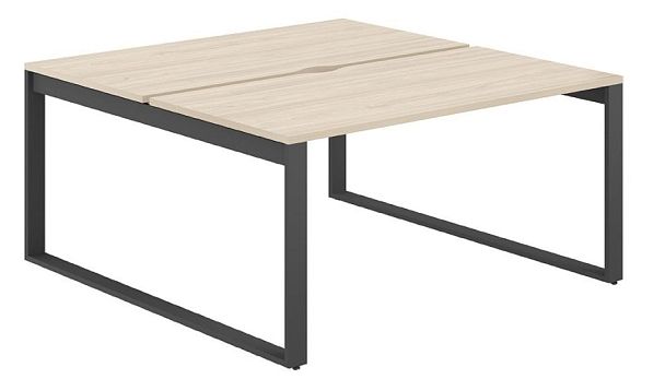 Рабочая станция Allegro 1600х1438х750  / профиль О-образный: 70х20 антрацит; столешница с вырезом: акация равелло - Вид 1