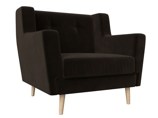 Кресло Брайтон (полностью микровельвет коричневый) - Вид 1