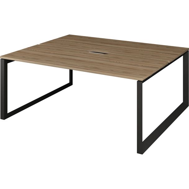 Бенч двойной на 2 рабочих места на металлокаркасе НТМП.О.Б2-200 Дуб сафари/Антрацит 2000x1496x750 Аргентум-МП - Вид 1