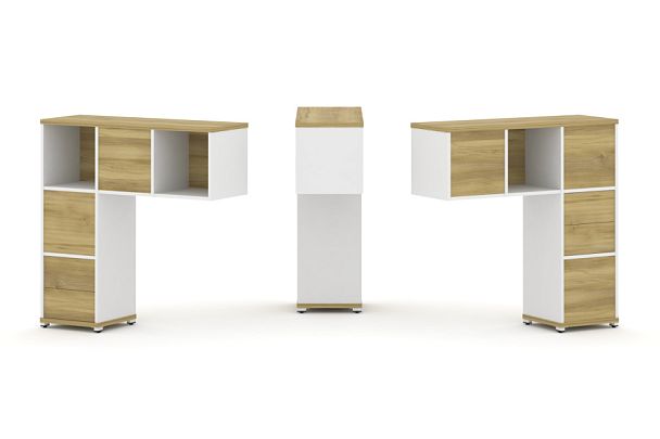 Concept Надставка низкая CN.DNN-003 Дуб Винченцо/Белый Бриллиант/Металл Белый 1099*365*1130 - Вид 1