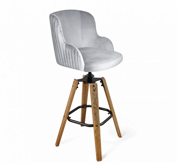 Стул полубарный Sheffilton SHT-ST39-1/S93 серое облако/дуб кор. браш./черный муар - Вид 1