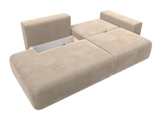 Диван прямой Лига-036 Модерн подлокотник справа Велюр бежевый - Вид 8