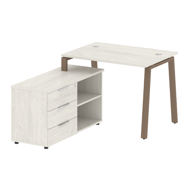 Metal System Р. ст. с тумбой на А-образном м/к БА.РС-СТС-2.1 (L) Дуб наварра/Мокко металл 1100*1520*750 - Вид 1