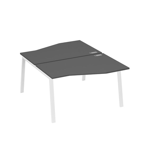 Рабочая станция столы Техно (2х140) каркас TRE A4 А4 Б3 190  БП антрацит премиум / металлокаркас белый - Вид 1
