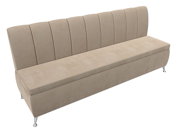 Кухонный прямой диван Кантри (полностью велюр бежевый) - Вид 5