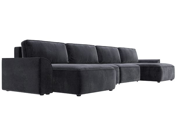 Диван п-образный Лига-048 НПБ лонг Велюр серый - Вид 3