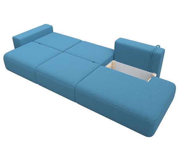 Диван прямой Лига-036 НПБ Модерн Лонг подлокотник слева Рогожка голубой - Вид 9
