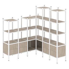 Loft Угловой внутренний стеллаж наборный VR.L-41 Дуб аттик/Белый металл 1694*1694*1869 - Фото предпросмотра
